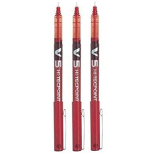 Pilot BX V5 Röd Hi-Tecpoint Extra Fin Rollerball Pen 0.5mm Nålspets 0.3mm Linjebredd (3-pack)