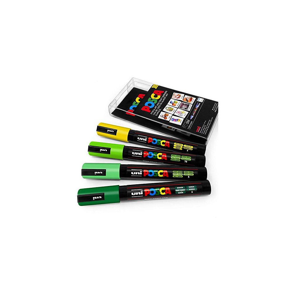 Uni POSCA - PC-5M Art Paint Markers - Set of 4 - in Plastic Wallet - Meadow Tones