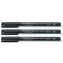 Staedtler Lumocolor Black Medium Permanent Marker Pens Pack of 3 Waterproof Smudge Resistant Quick Dry CD DVD OHP