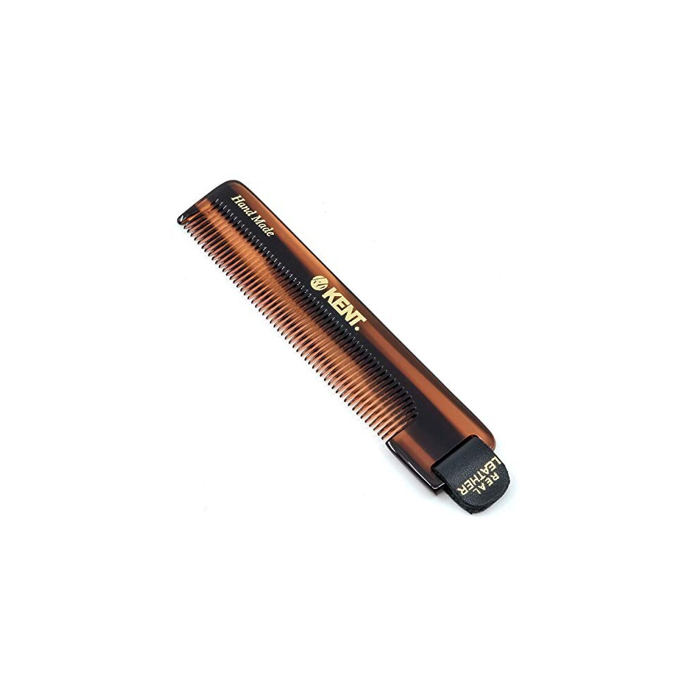Kent Unisex Handmade Fine Toothed Comb With Leather Tab And Case