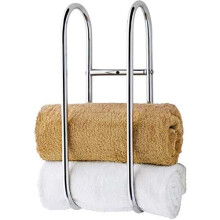 Wall Mounted Towel Rail Bathroom Storage Rail Modern Decorative Metal Wall Mount Towel Rack Organizer for Storage of Bathroom Towels Chrome/Steel