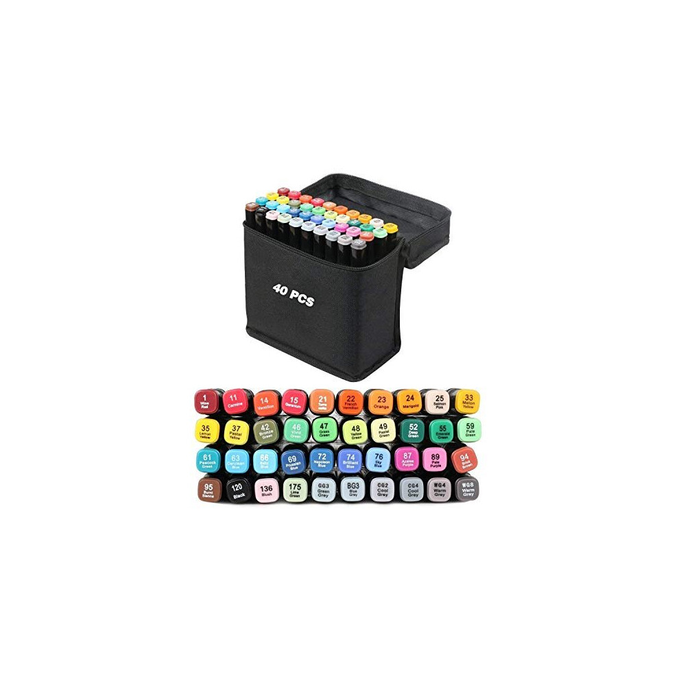 Hyeur 40 Colours Graphic Marker Pen,Artist Necessary Permanent Art Markers Twin Marker Pen Animation Design For Drawing Coloring Highlighting And Under