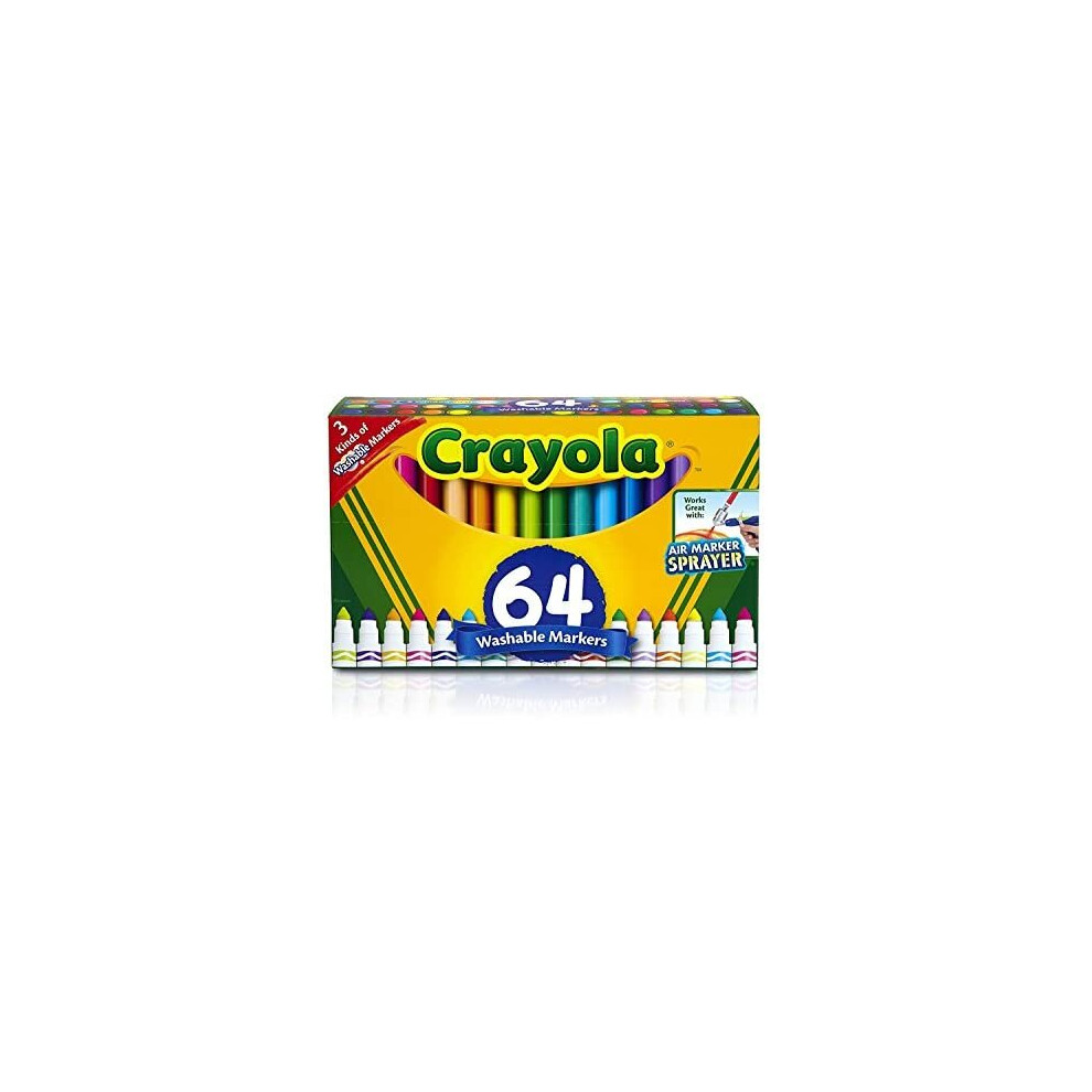 Crayola Ultra-Clean Broad Line Washable Markers-Assorted Colors 64/Pkg