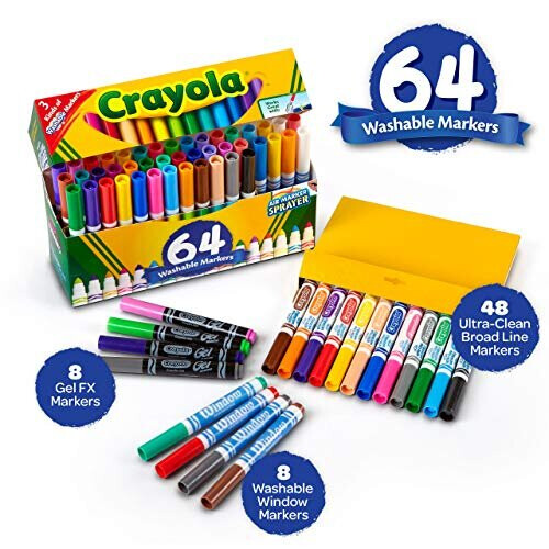 Crayola Crayola Ultra-Clean Broad Line Washable Markers-Assorted Colors 64/Pkg 2