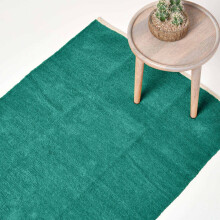 (110 x 170 cm, Teal Green) Chenille Plain Cotton Rug