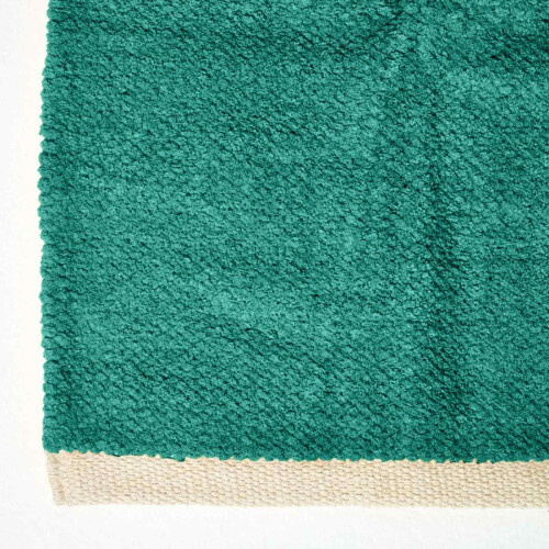 Homescapes (45 x 70 cm, Teal Green) Chenille Plain Cotton Rug 2