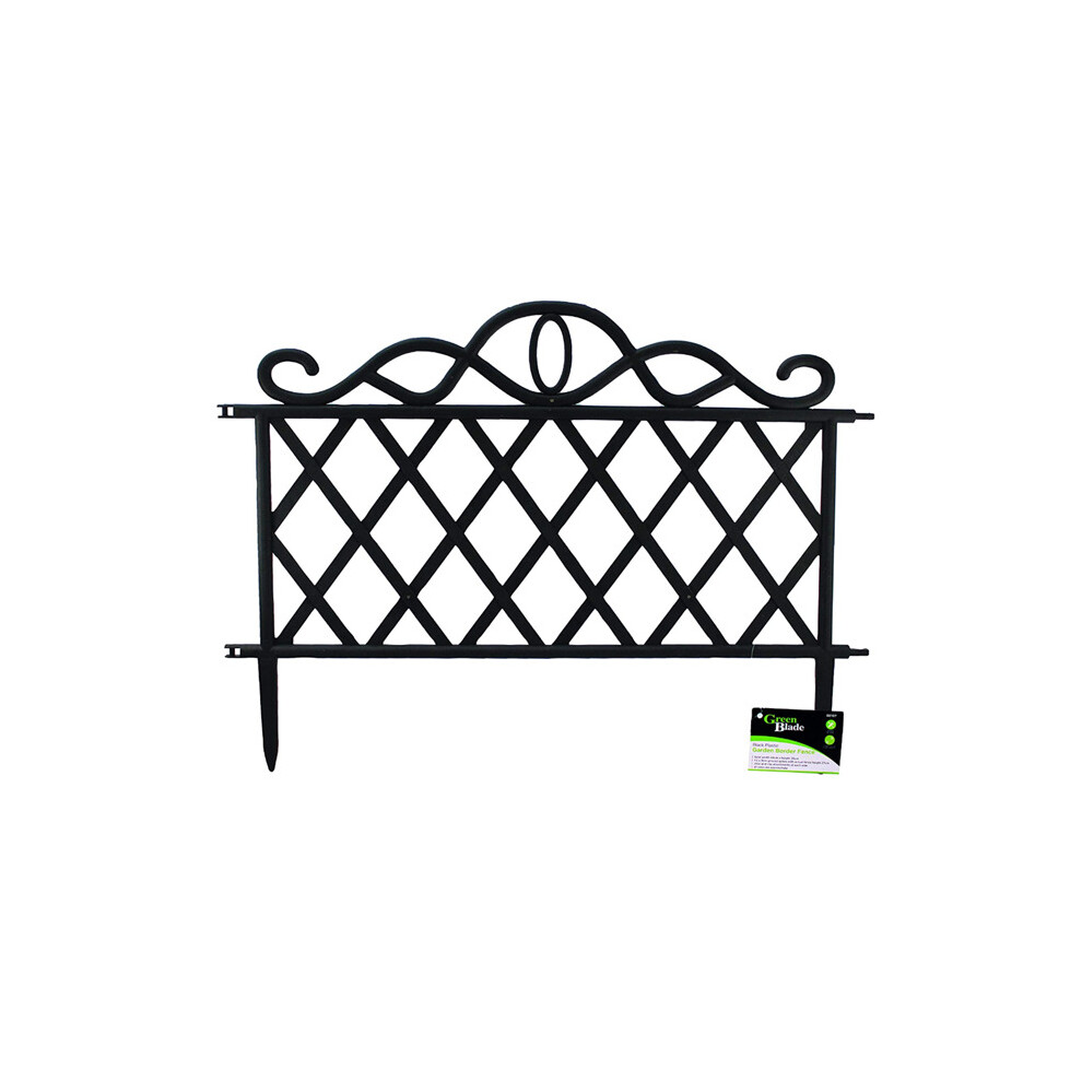 12 x Decorative Black Plastic Garden Border Fence