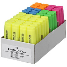 Dataglo SQ Square Highlighter Assorted Bulk Pack of 48 | Includes, Yellow, Green, Blue, Pink and Orange Fluorescent Highlight Marker Pens