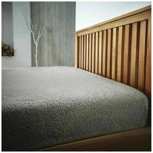 (Super-King, Silver) Teddy Fleece Deep Fitted Sheet 4 Sizes&5 Colours