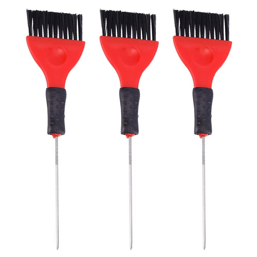 Solustre 3Pcs Hair Dyeing Comb Brushes Stainless Steel Pin Tail Highlighting Comb Hair Styling Tool