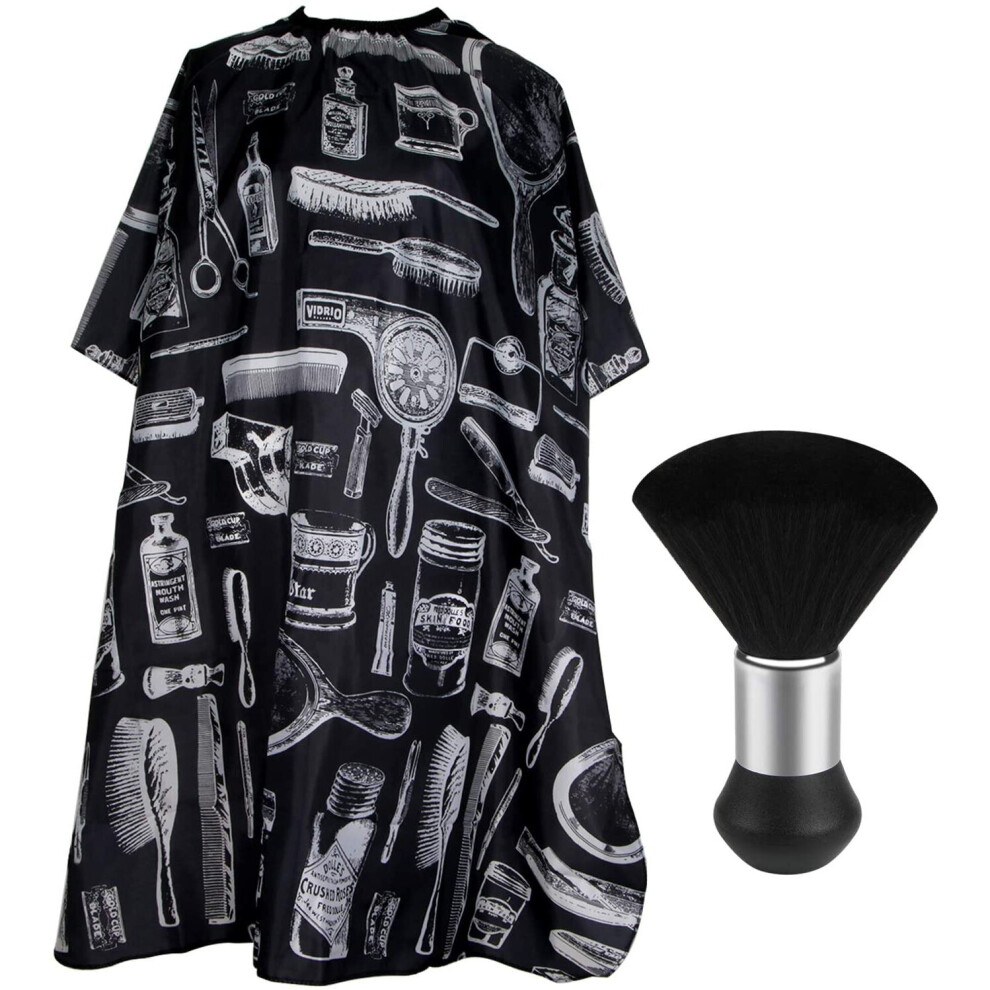 Febsnow Professional Hair Cutting Cape With Neck Duster Brush, Salon Barber Cape, Hair Cutting Accessories (Floral Print)