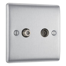 NEXUS METAL BRUSHED STEEL SINGLE SOCKET FOR TV OR FM CO-AXIAL AERIAL AND SATELLITE CONNECTION