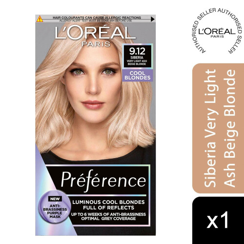 L’Oréal Paris L'Oreal Paris Permanent Hair Colour, 9.12 Light Ash Beige Blonde