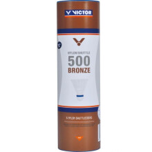 Volants de badminton Victor blancs - Tube 500 Bronze 6 pièces Vitesse moyenne - Nylon