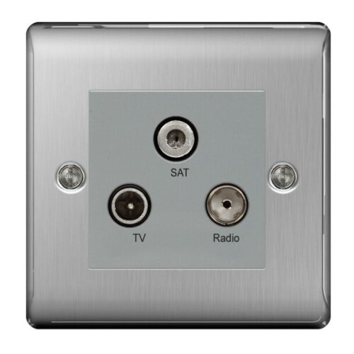 BG Nexus NBS67 TV/FM/Satellite Triplexer Aerial Socket (Brushed Steel)