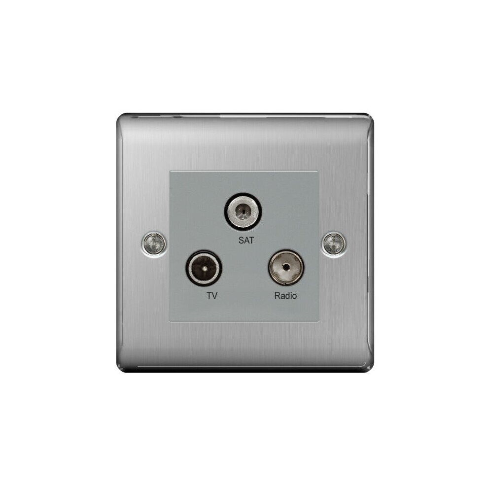 Bg Nexus Nbs67 Tv/Fm/Satellite Triplexer Aerial Socket (Brushed Steel) 5050765145121
