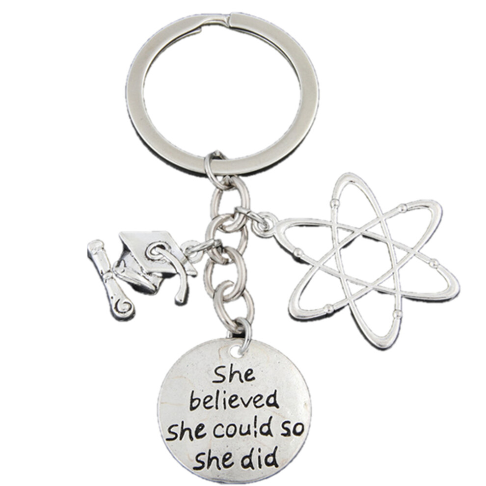 (She Believed She Could) Teacher Graduation Inspirational Keyring