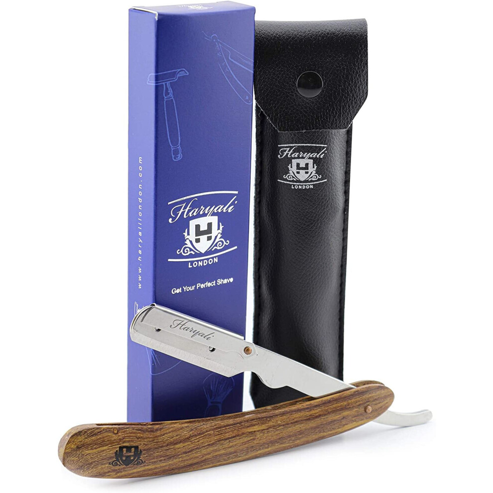 Haryali London Haryali Professional Barber Straight Cut Throat Razor Wood Handle Mens Shaving Razor For Perfect Clean Shave