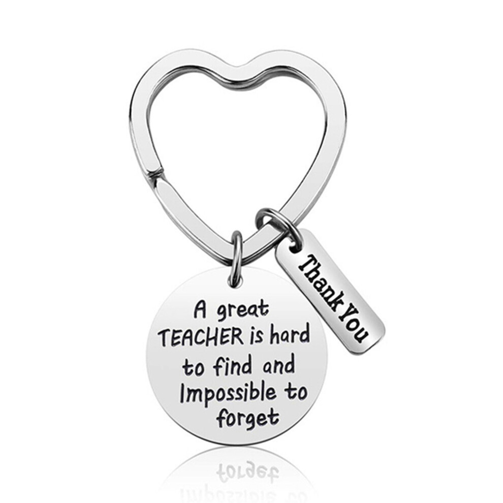J&Y (Hard To Find) Heart Shaped Thank You Teacher Keyring Silver