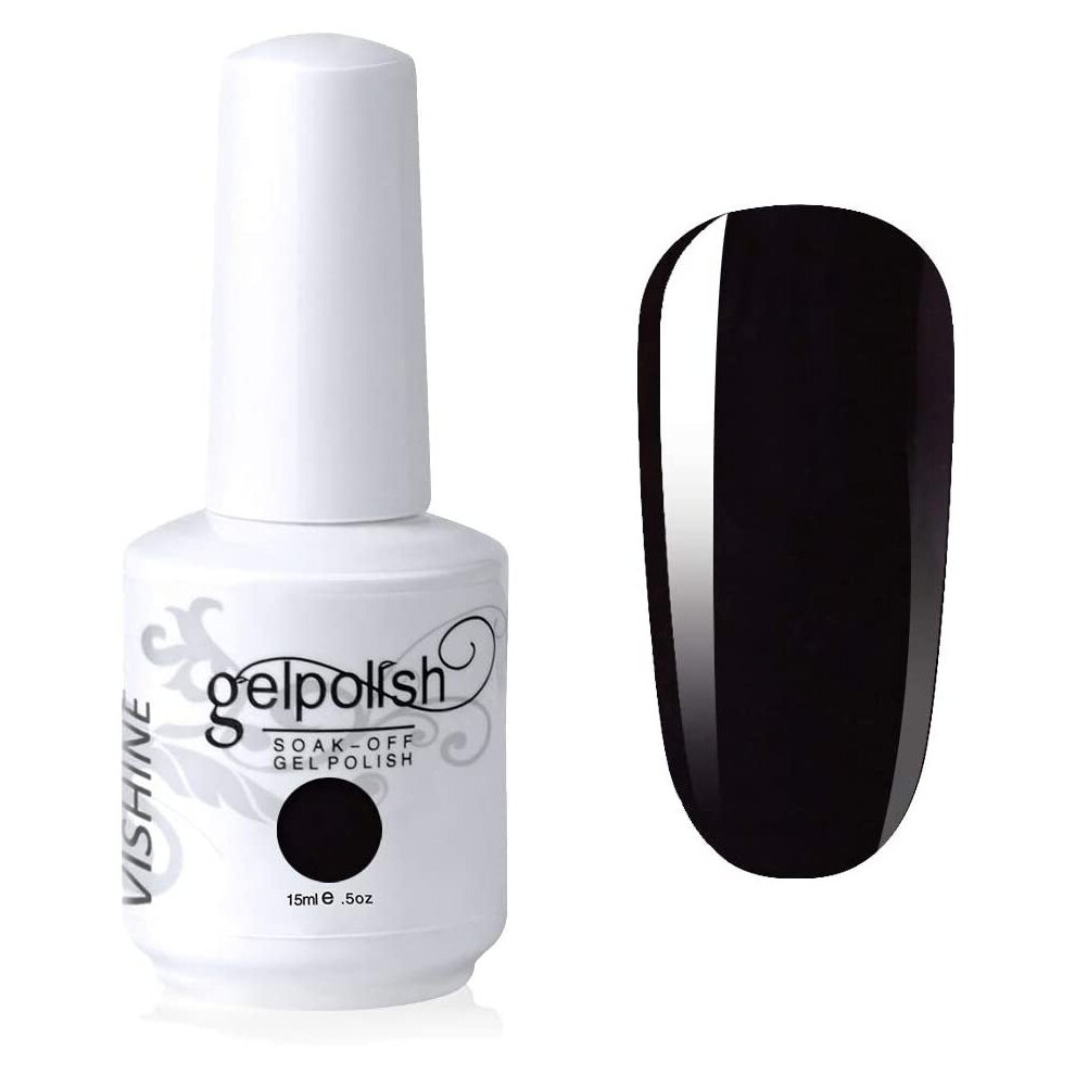 Vishine Black Gelpolish Manicure Salon Uv Led Soak Off Gel Nail Polish Varnish Color (1348)