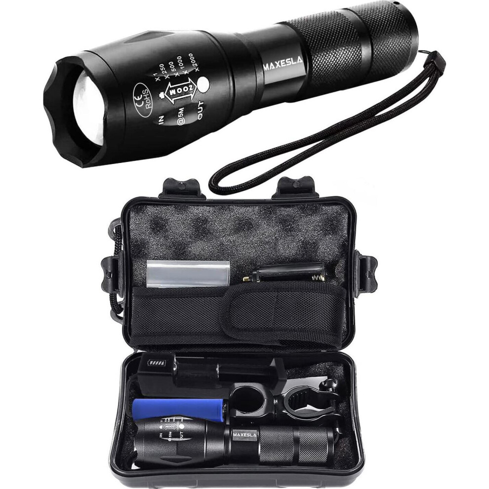 LED Torch Set, 2000 Lumens Torches LED Super Bright, 5 Modes Zoomable IP65