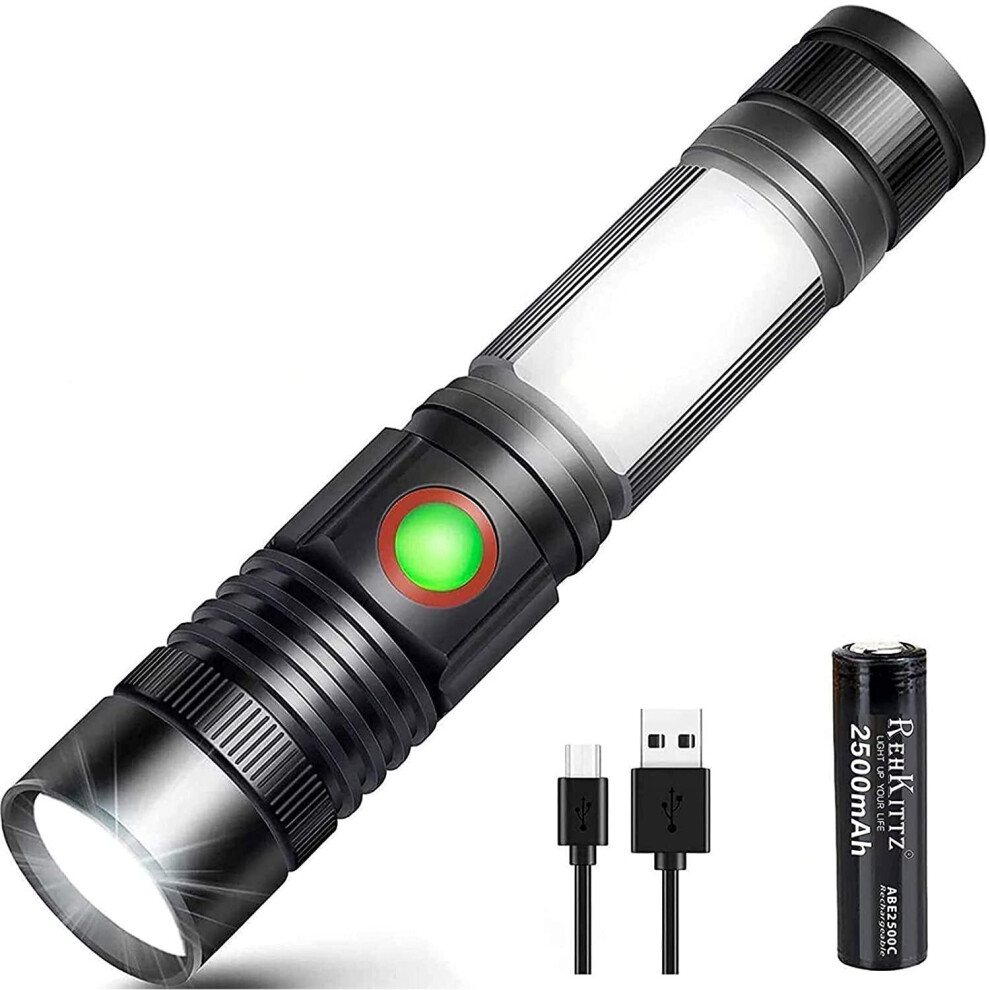 Torch Led Torches Rechargeable (Including 2500mah 18650 Battery) Mini Magnet Torches Super Bright