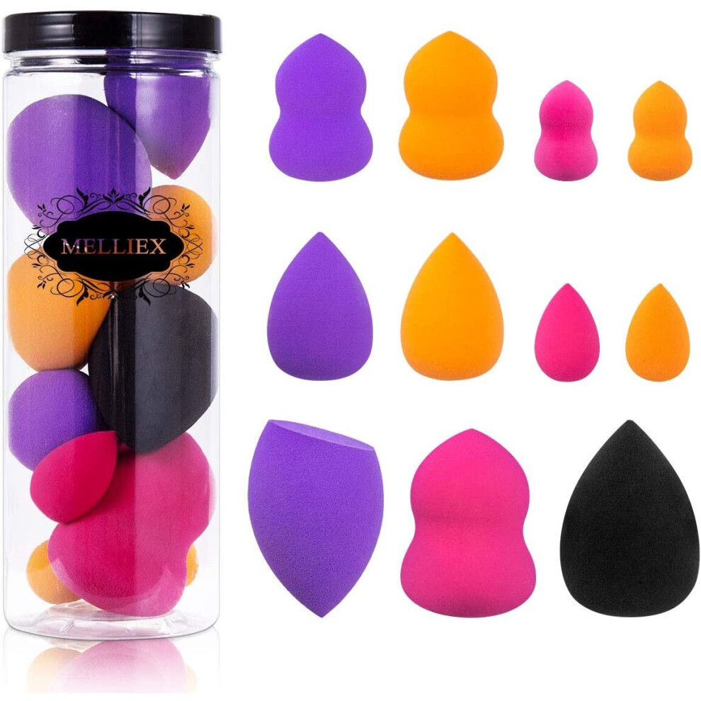 Melliex Makeup Sponge Blender Set, 11Pcs Beauty Blender Foundation Blending, Flawless For Liquid Cream And Powder, Multi-Coloured Cosmetic Applicator Puff