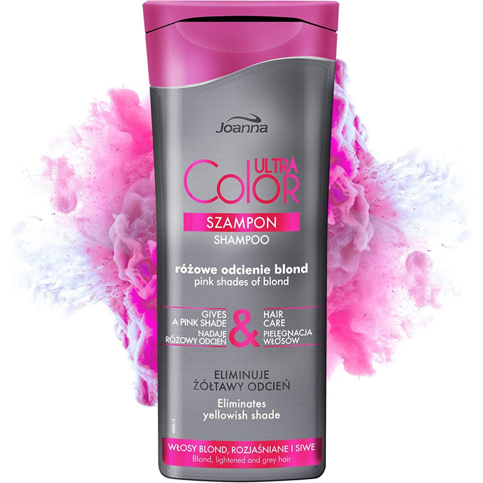 Joanna Ultra Color - Shampoo For Pink Shades Of Blond - Strengthening Revitalising Hair Shampoo - Colour Refreshing & Hair Care - Neutralises The