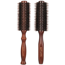 tiopeia 2 Pcs Round Brush Boar Bristle Round Hair Brush Wooden Handle Styling Brush Anti Static Quiff Roller Hair Comb for Women and Men,