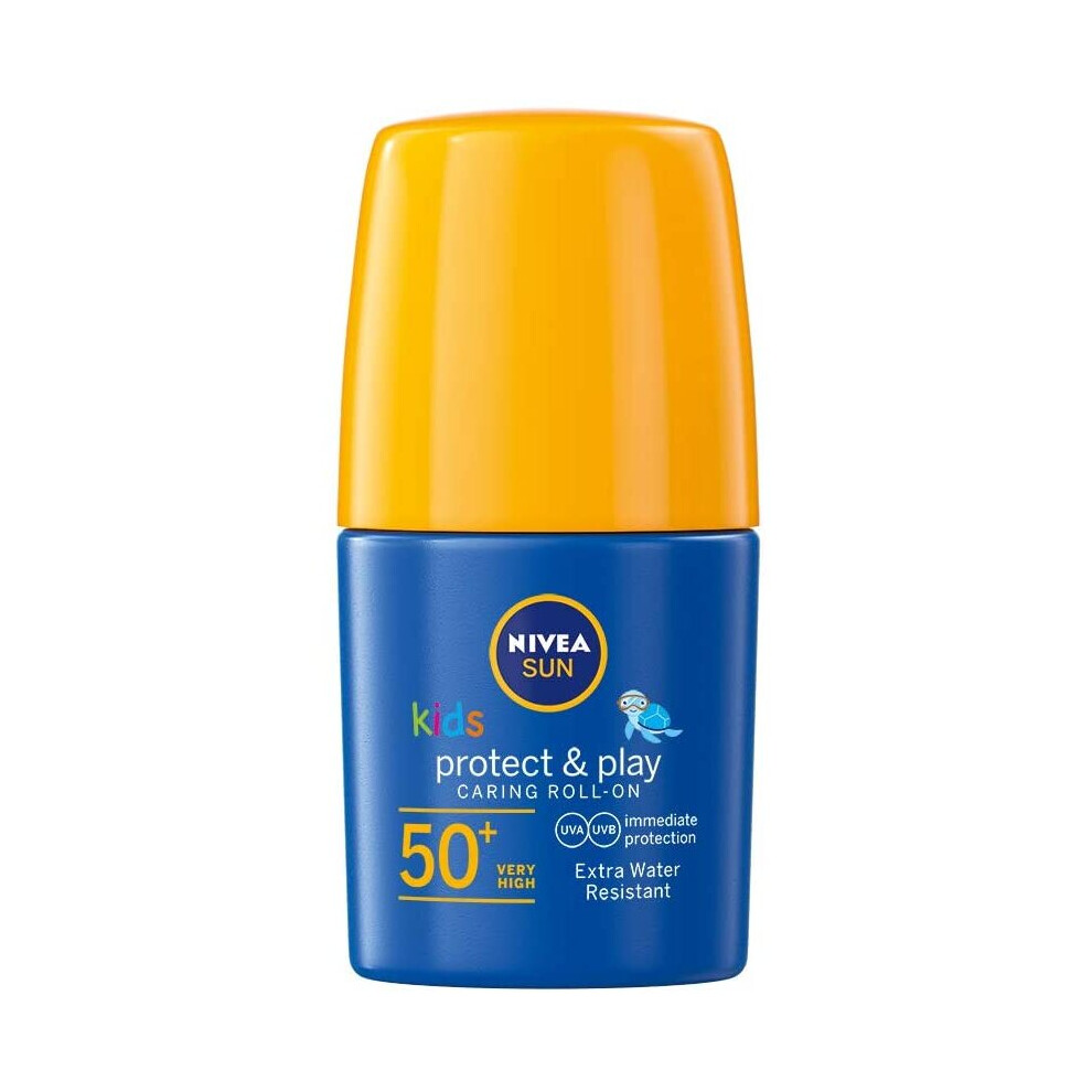 Nivea SUN Kids Protect & Care Caring Roll-On (50 ml) Sunscreen with SPF 50, Roll-On Kids Suncream for Delicate Skin, Immediately Protects Against Sun