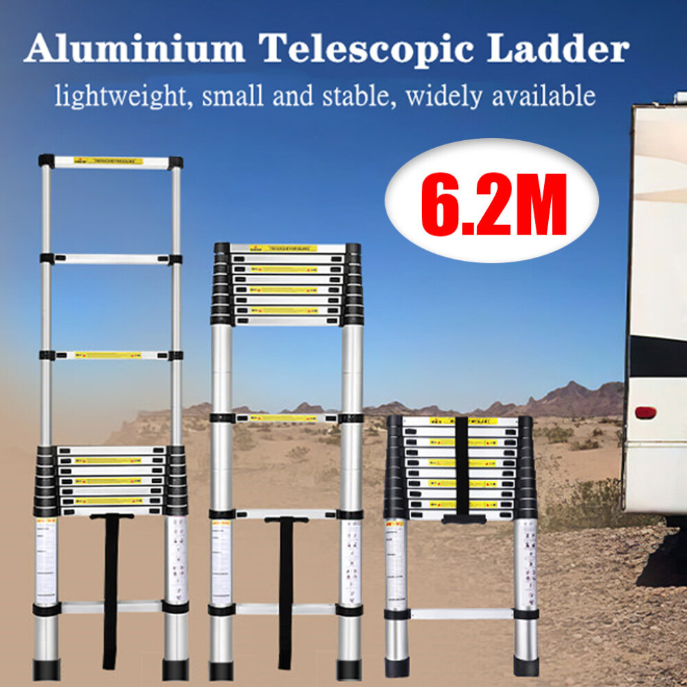 6.2M 16-Step Portable Telescopic Ladder Aluminium Long Extension