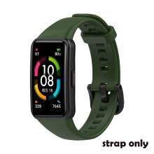 (Army Green) Adjustable Replacement Bracelet Silicone Strap Huawei Honor Band 6 Smart Watch