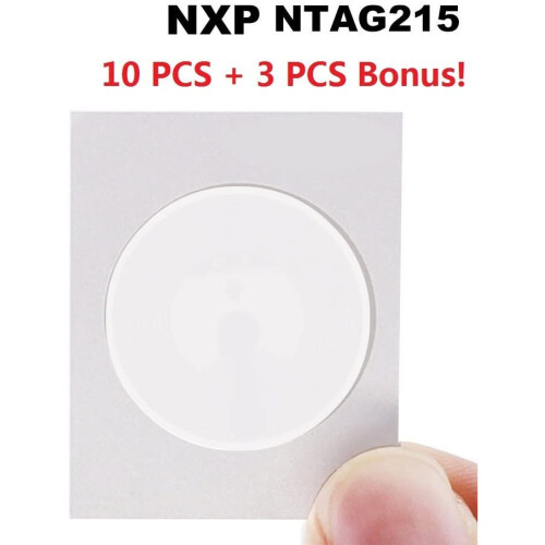 NFC Tags NXP NTAG215 NFC Sticker (Round 1in) Same NFC Chip Compatible With Amiibo 504 Bytes Memory Fully Programmable, Works with All NFC Enabled 1