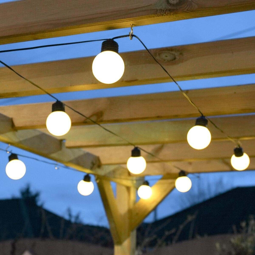 4.5m Battery-Powered Frosted LED Festoon Lights with Timer - Waterproof, Warm White, Indoor/Outdoor, 10 Frosted Bulbs