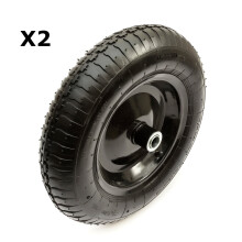 2x 14" 4 Ply 3.50-8 Wheelbarrow Metal Wheel & Tyre Innertube Builder Yard Barrow