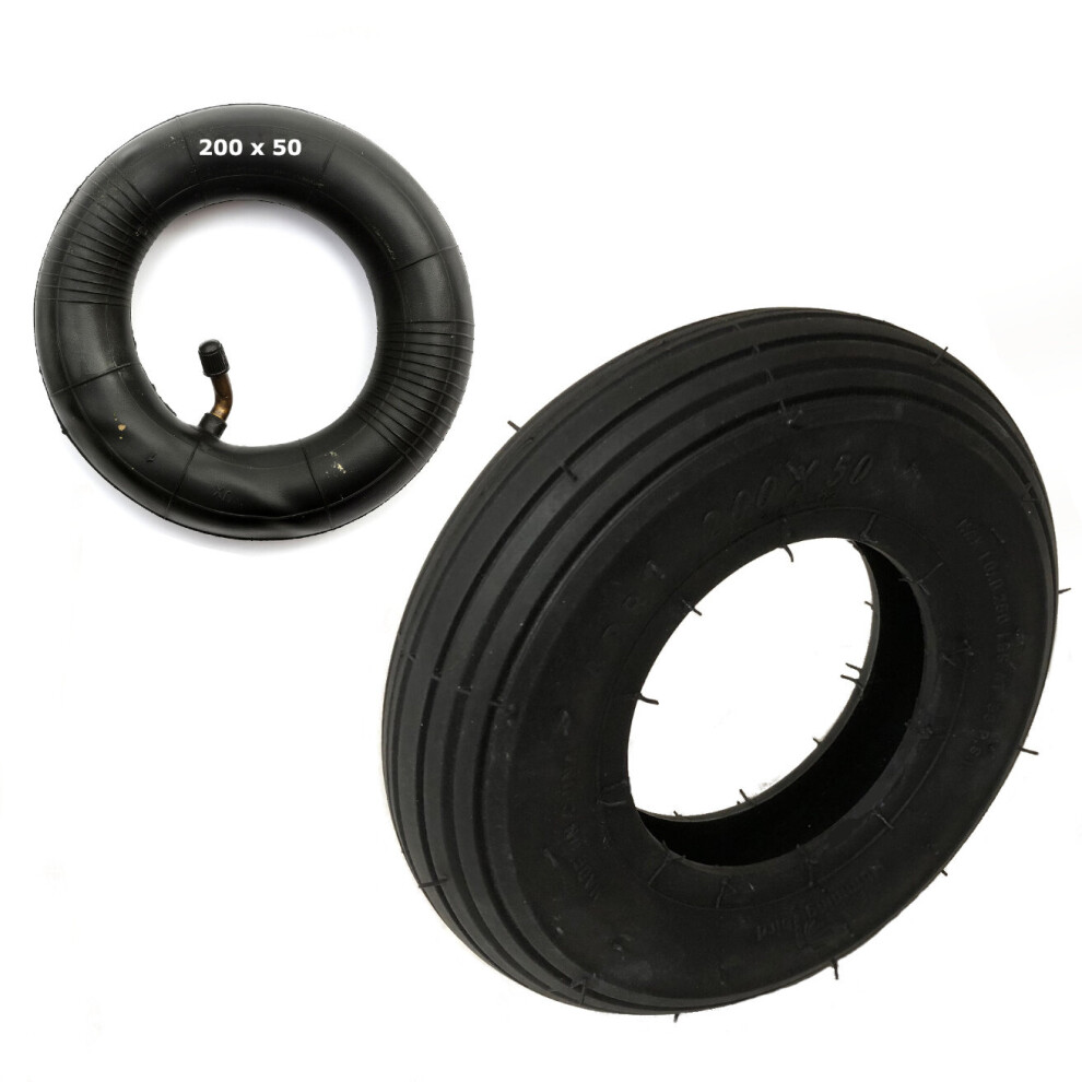 Tyre & Inner Tube 200X50 4 Ply 200 X 50 8X2 Fits Pushchair Pram Stroller Buggy Black Petrolscooter