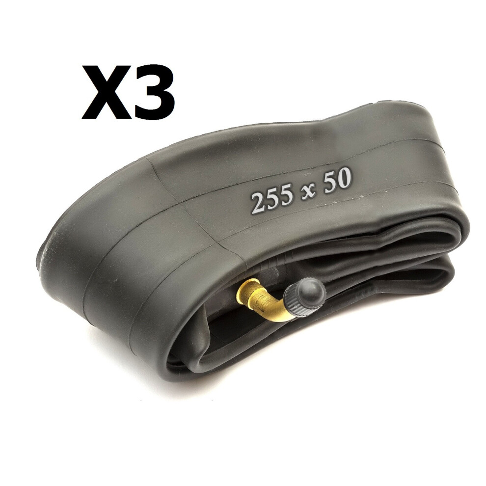 3X Innertube 255 X 50 Bent Schradar Valve Stroller Pushchair Pram Buggy Tube Petrolscooter