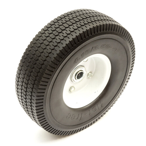 10" PU Tyre 4.10/3.50-4 Offset Solid Wheel Puncture Proof 20mm Bore Wheelbarrow 1