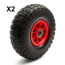 2 x PU 10'' 4.10-4 3.50-4 Tyre 4'' Wheel Puncture Proof Solid Wheelbarrow Cart