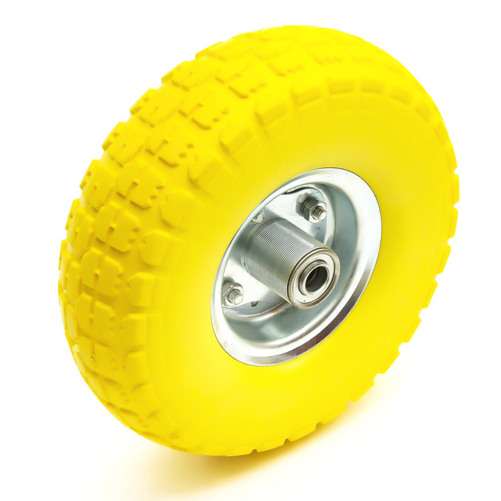 Petrolscooter 38383: 10" Solid Pu Puncture-Proof Tyre With Offset Metal Wheel For Garden Trolleys, 4.10/3.50-4, 136Kg Load