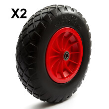 2 x PU 16'' 4.80-8 4.00-8 Tyre 8'' Wheel Puncture Proof & Solid Wheelbarrow Cart