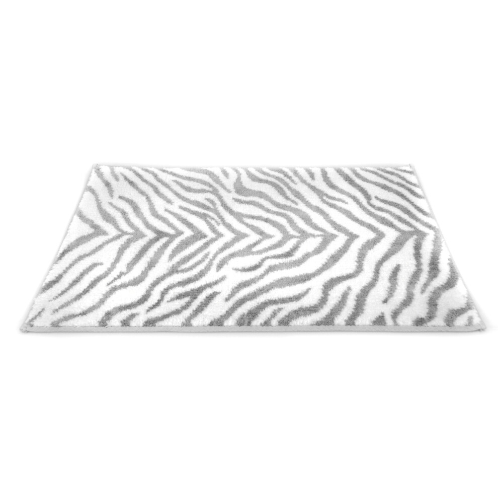 Allure Grey Zebra Print Non-Slip Bath Mat