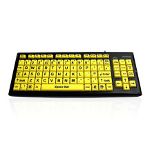 (German) Accuratus Monster 2 - USB High Visibility Visual Impairment Keyboard with Extra Large Keys & 2 Port USB Hub
