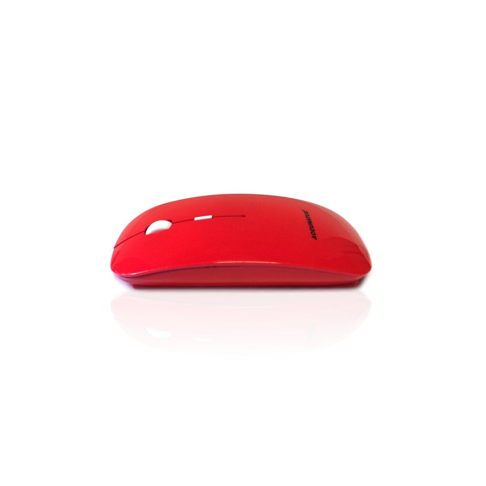 Accuratus Image Rf - Wireless Rf 2.4Ghz Sleek Slim Glossy Finish Optical Mouse With Nano Receiver - Red 5060055465136