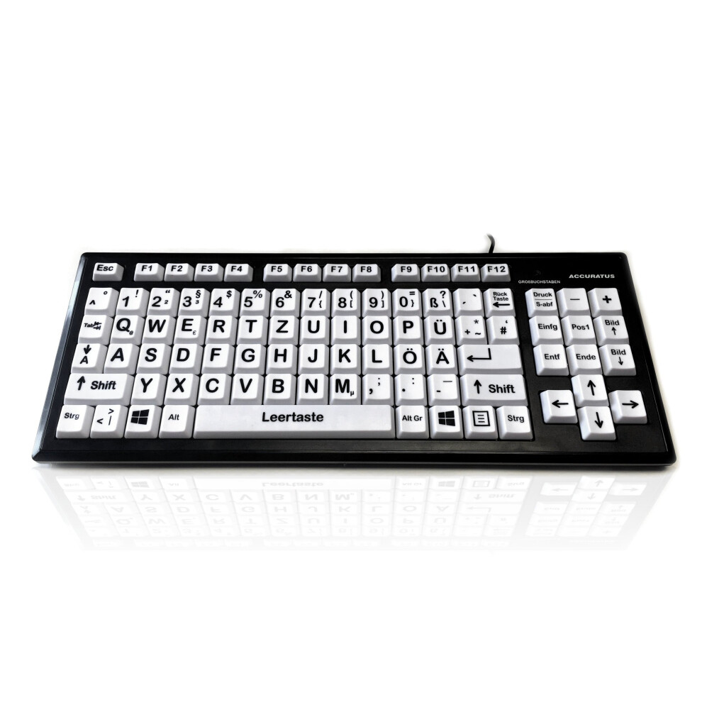 (German) Accuratus Monster 2 - Usb High Contrast Vision Impairment Keyboard With Extra Large Keys & 2 Port Usb Hub 5060055460476