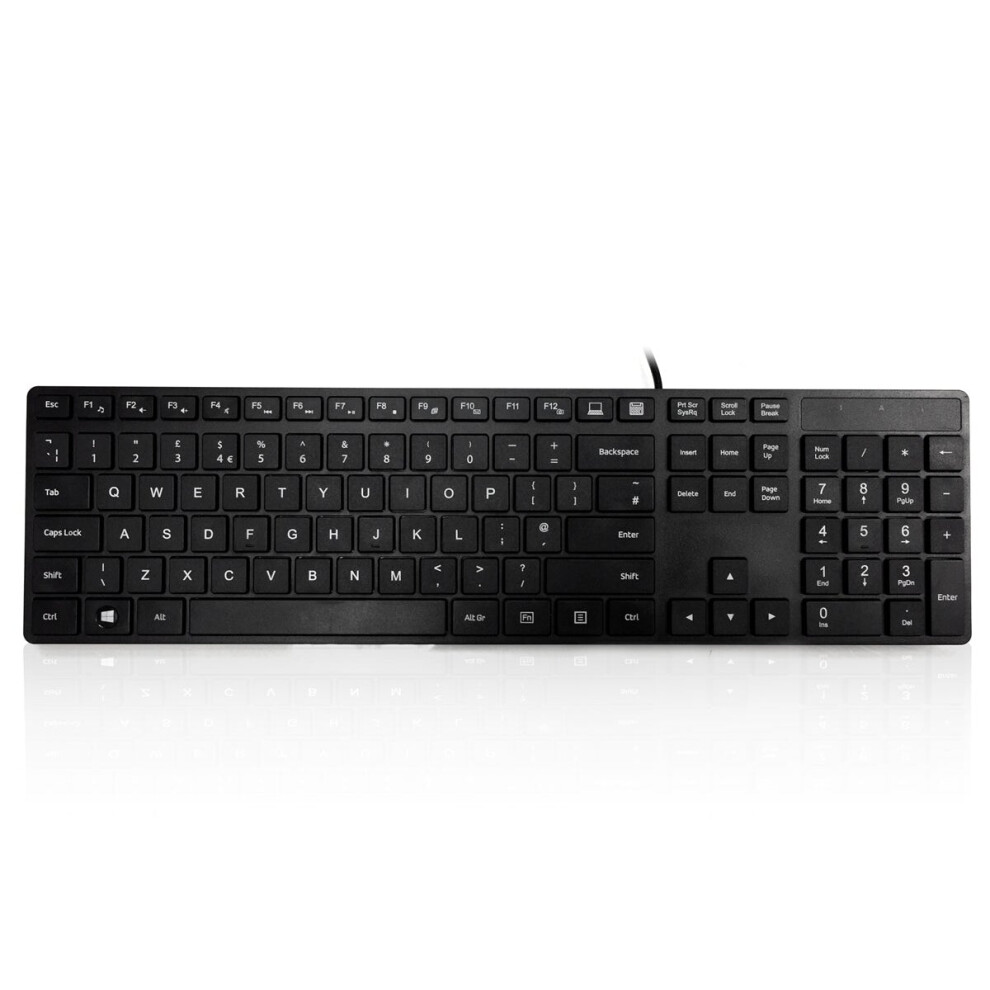 Accuratus 301 - Usb Full Size Super Slim Multimedia Keyboard With Square Modern Keys In - Uk English Layout Black 5060055467758