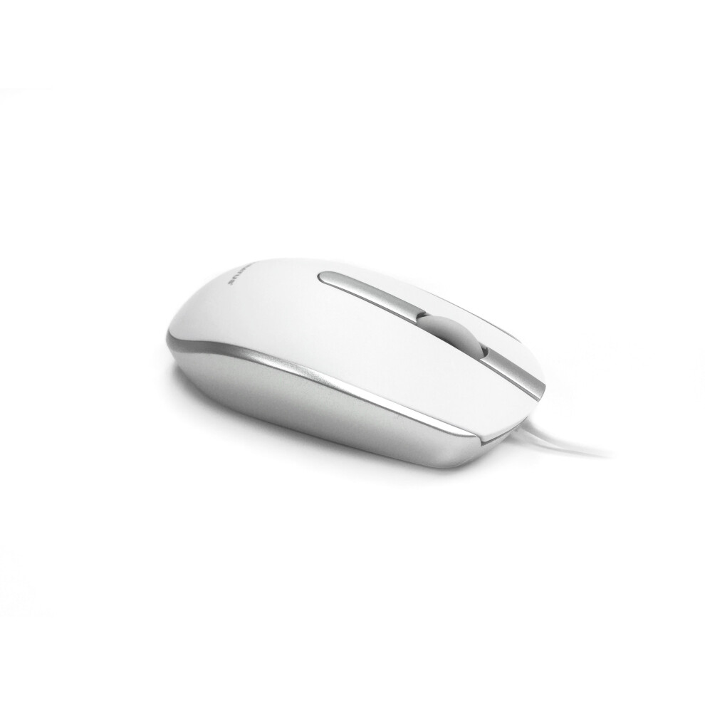 Accuratus M100 Mac Usb Type C - Usb Type C Wired Full Size Slim Apple Mac Mouse With And Matt Tactile Case Silver/White 5060756092334