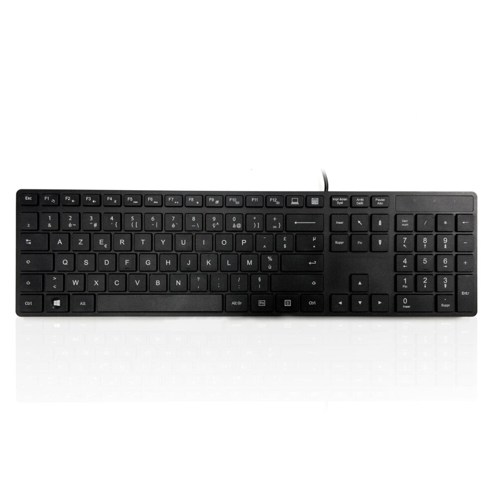 Accuratus 301 - Usb Full Size Super Slim Multimedia Keyboard With Square Modern Keys In - French Azerty Layout Black 5060055467772