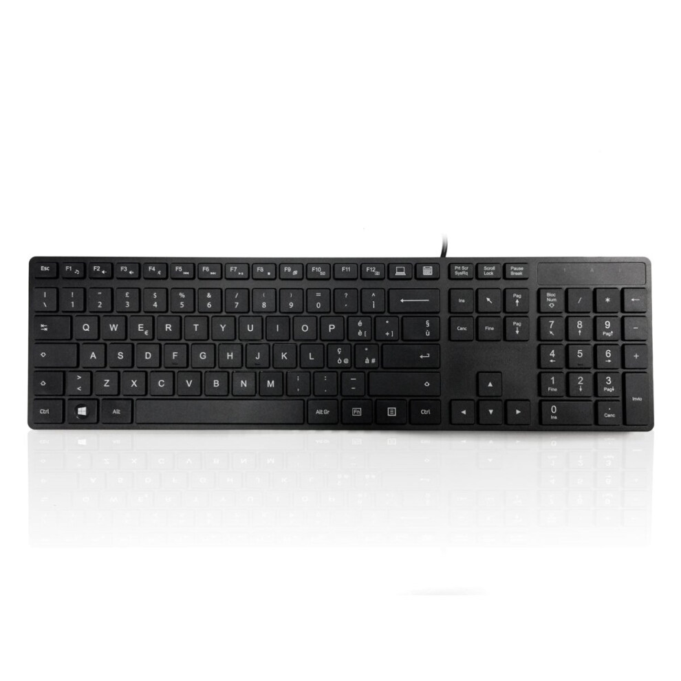 Accuratus 301 - Usb Full Size Super Slim Multimedia Keyboard With Square Modern Keys In - Italian Layout Black 5060055467796