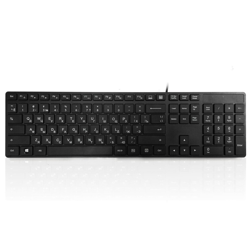 Accuratus 301 - Usb Full Size Super Slim Multimedia Keyboard With Square Modern Keys In - Russian Cyrillic Layout Black 5060055467840